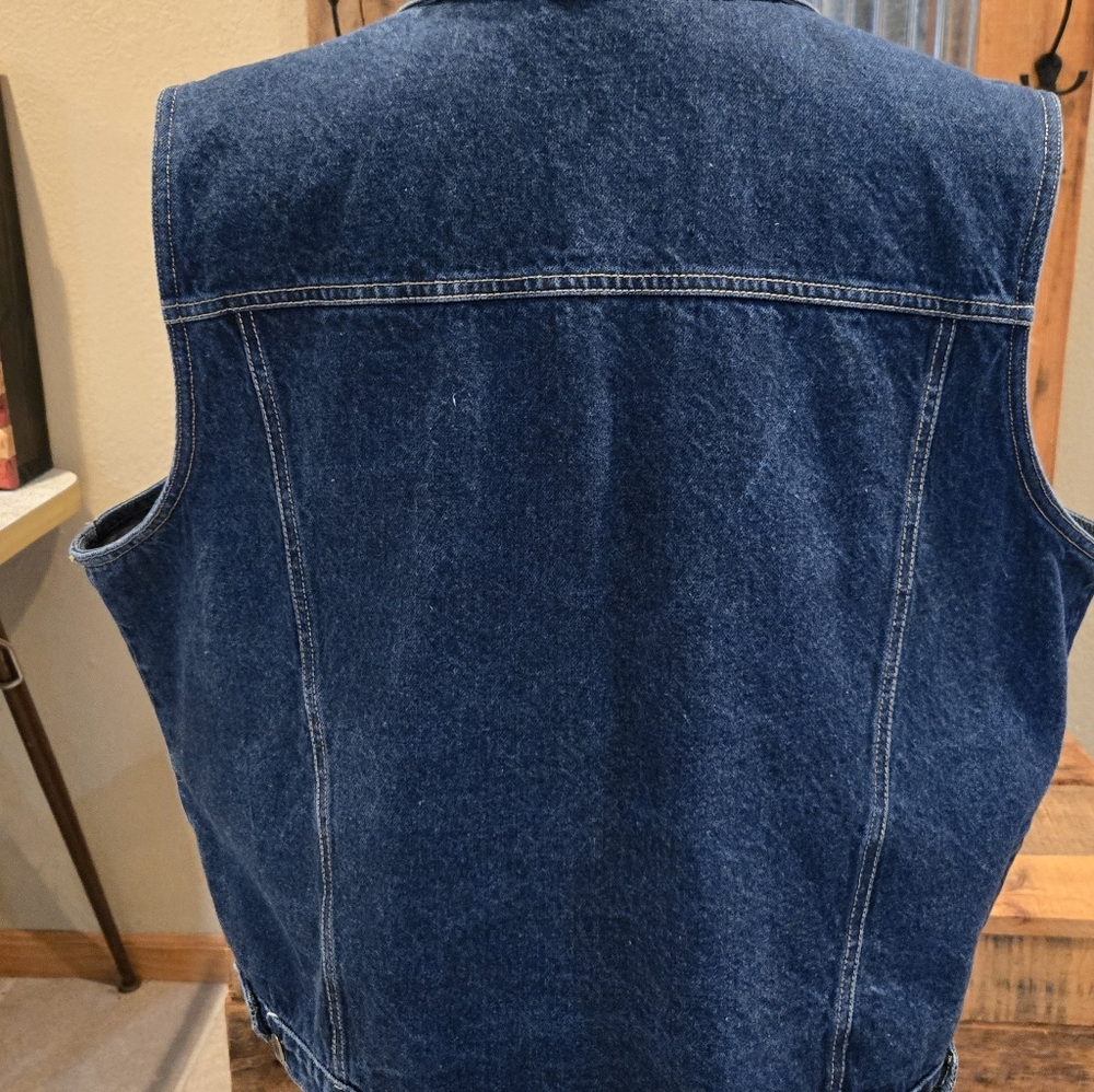 2X Denim Vest Casual Corner Metal Buttons - Picture 6 of 8